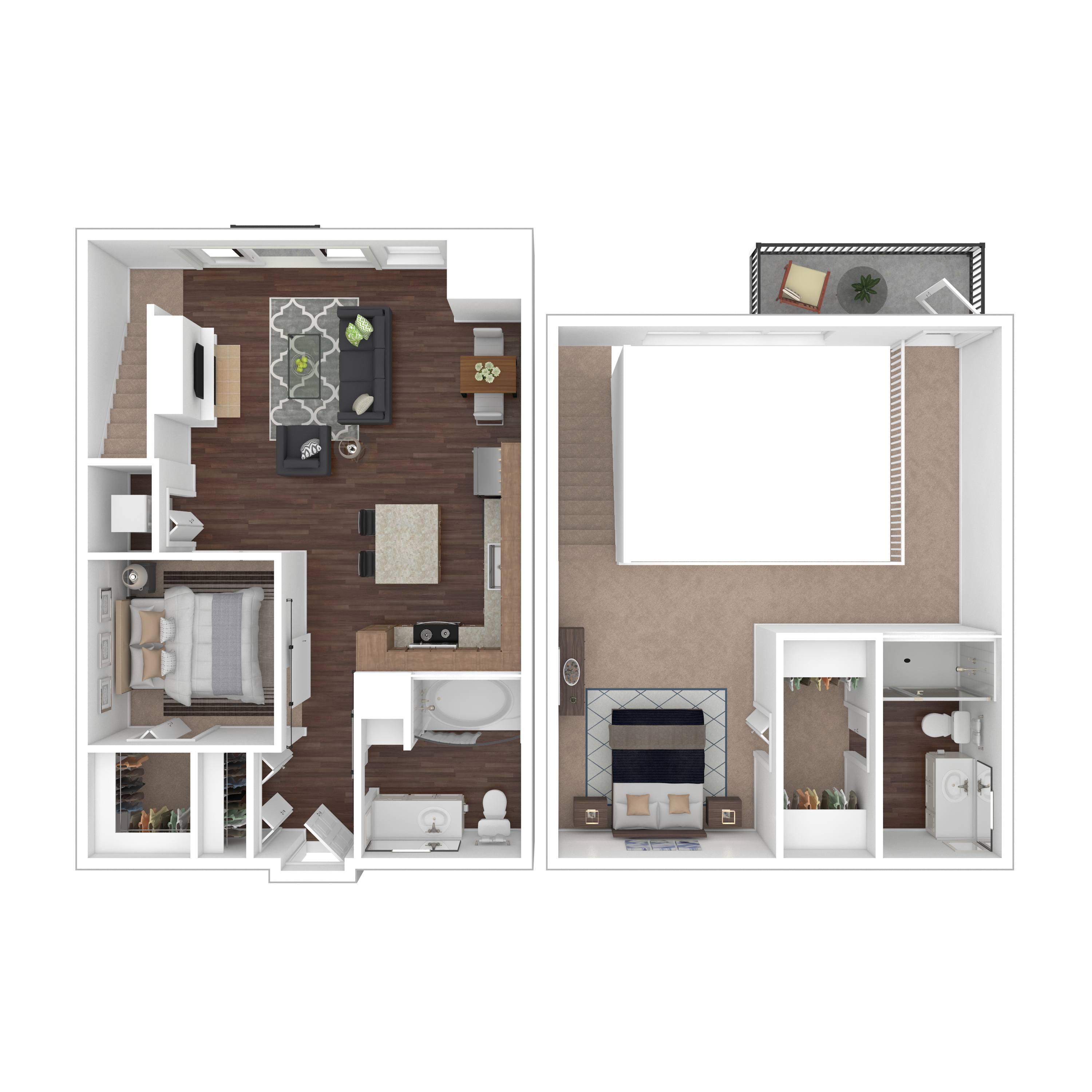 Floor plan layout diagram for 2J w/ Balcony
