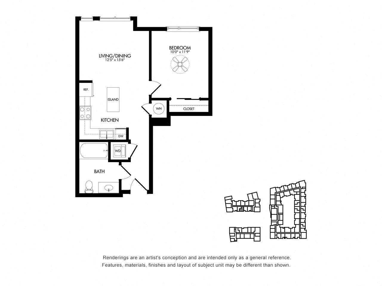 Floor plan layout diagram for 1E