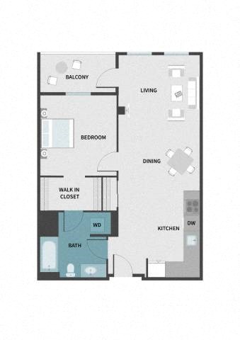 1G w/ Balcony floor plan