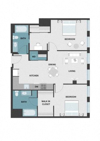Floor plan layout diagram for 2B