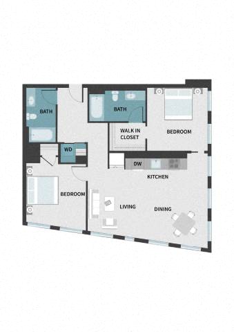 Floor plan layout diagram for 2C