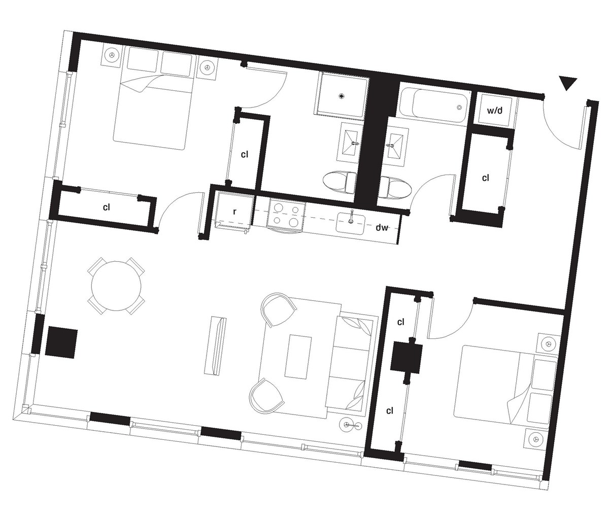 A floor plan of a house with labeled rooms.