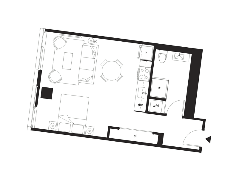 A black and white image of a floor plan of a house.