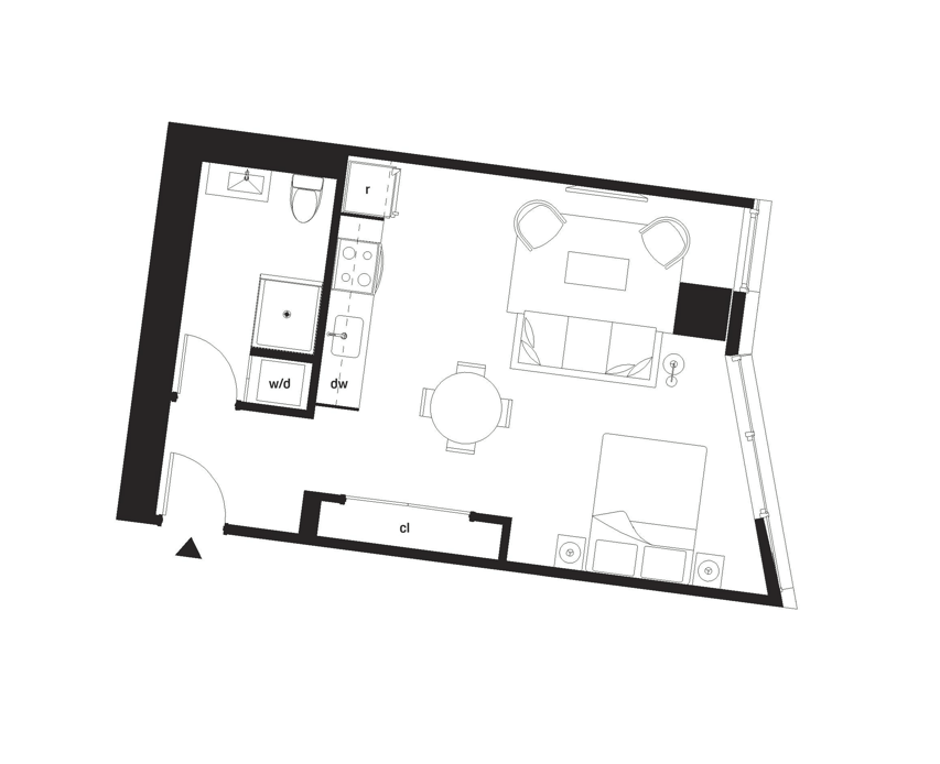 A black and white image of a floor plan of a house.,A black and white drawing of a floor plan of a room.