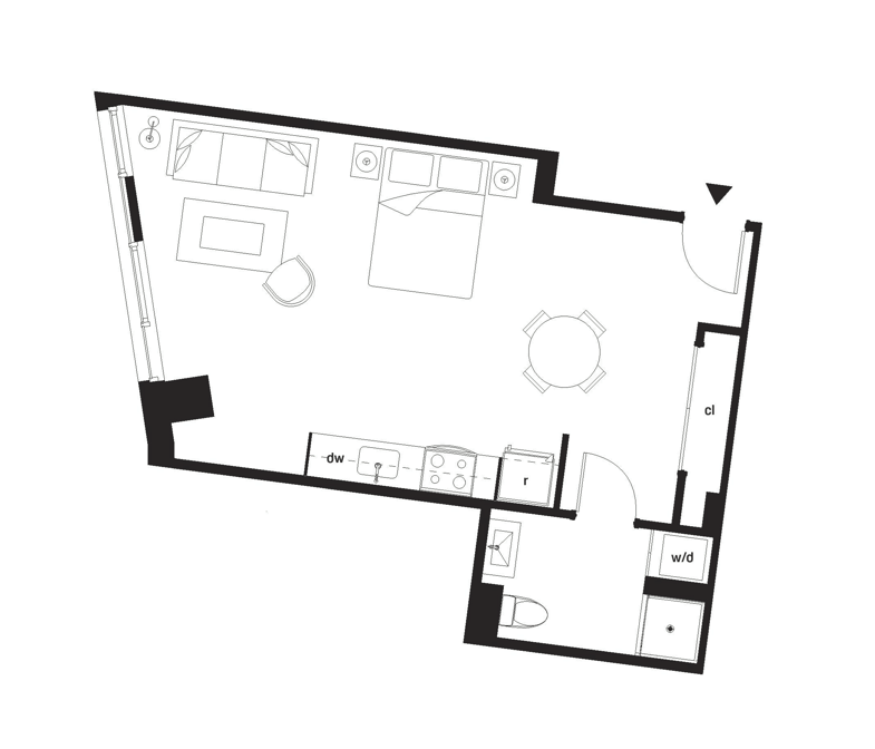 A black and white image of a floor plan of a house.