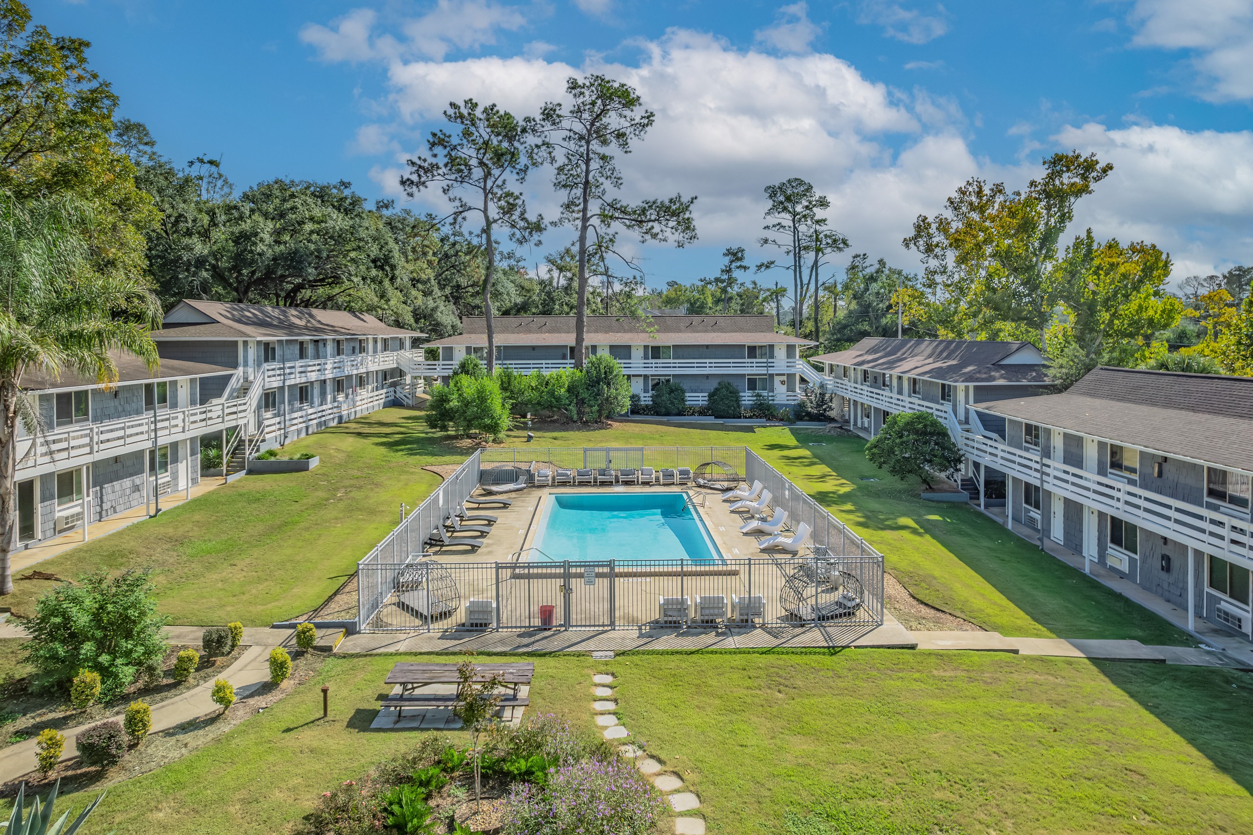 Drone Area Of A Pool at The Sanctuary, Tallahassee, 32304