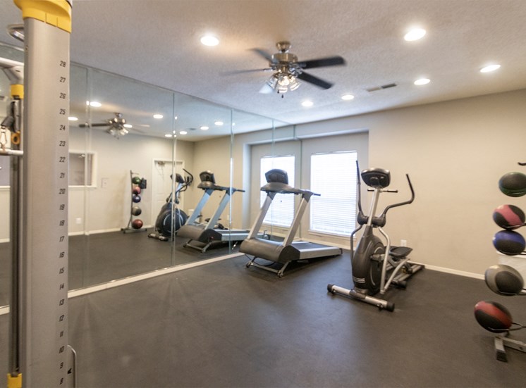 This is a photo of the 24-hour fitness center at The Boulders Apartments in Garland, TX.