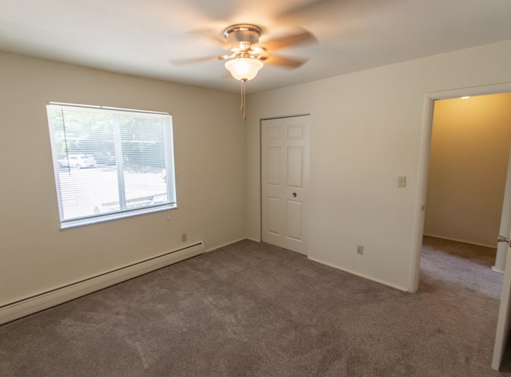 This is a photo of the bedroom in the 1004 square foot, 2 bedroom townhome floor plan at Colonial Ridge Apartments in Cincinnati, OH.