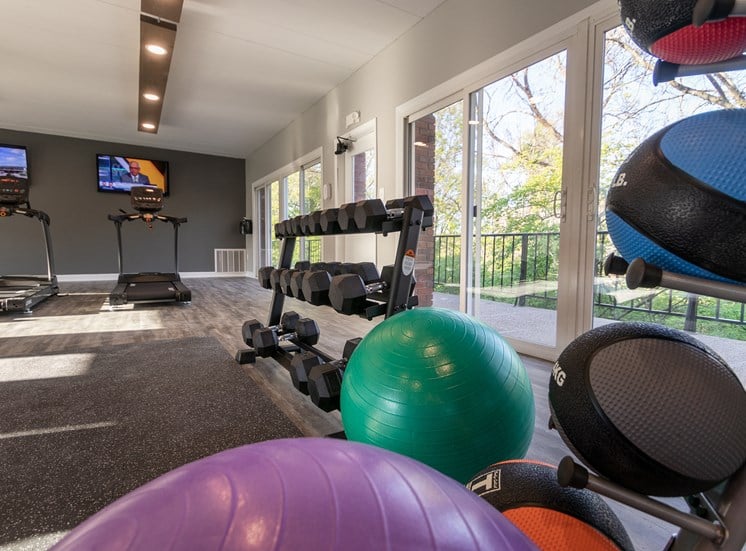 This is a photo of the fitness center at College Woods Apartments in the North College Hill neighborhood of Cincinnati, OH.