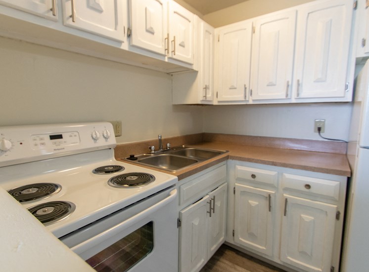 This is a photo of the kitchen in the 545 square foot 1 bedroom apartment at Lisa Ridge Apartments in Cincinnati, OH.