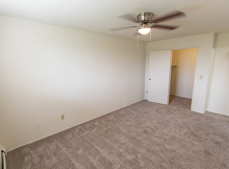 This is a photo of the bedroom in the 545 square foot 1 bedroom apartment at Lisa Ridge Apartments in Cincinnati, OH.