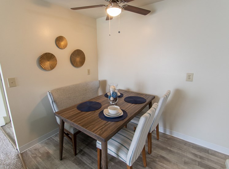 This is a photo of the dining area in the 705 square foot 2 bedroom apartment at Lisa Ridge Apartments in Cincinnati, OH.