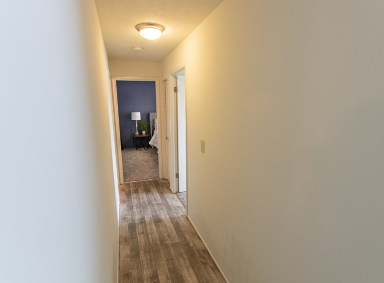 This is a photo of the hallway in the 705 square foot 2 bedroom apartment at Lisa Ridge Apartments in Cincinnati, OH.