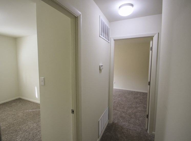 This is a photo of the hallway in a 750 square foot 2 bedroom, 1 bath apartment at Park Lane Apartments in Cincinnati, OH.