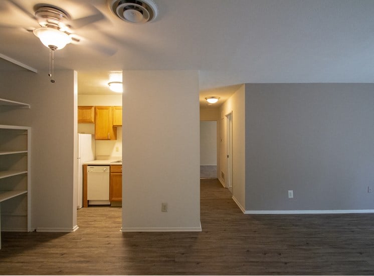 This is a photo of the hallway showing the linen closet in a 750 square foot 2 bedroom, 1 bath apartment at Park Lane Apartments in Cincinnati, OH.