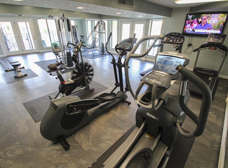 This is a photo of the 24-hour fitness center at Village East Apartments in Franklin, OH.