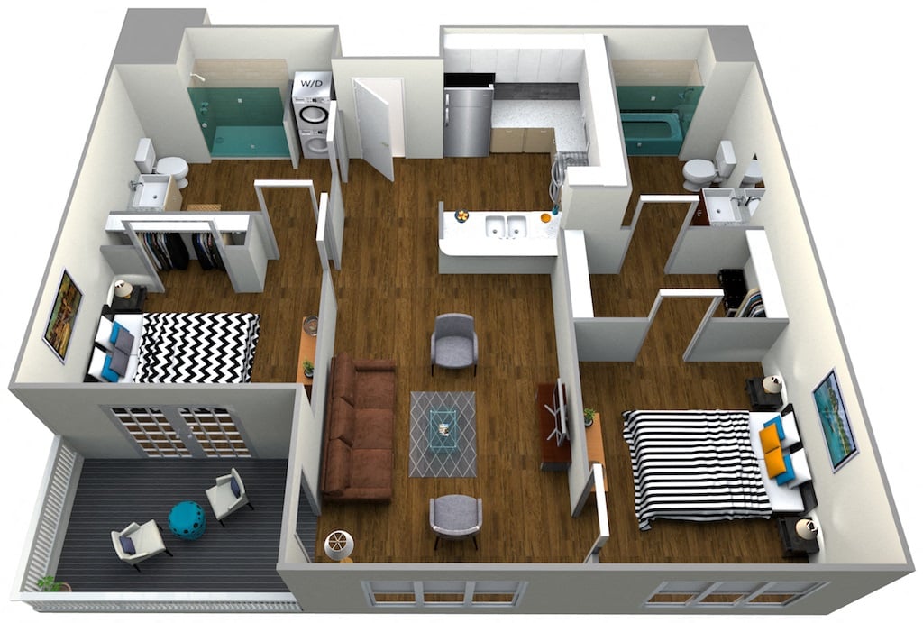 2 Bed / 2 Bath floor plan