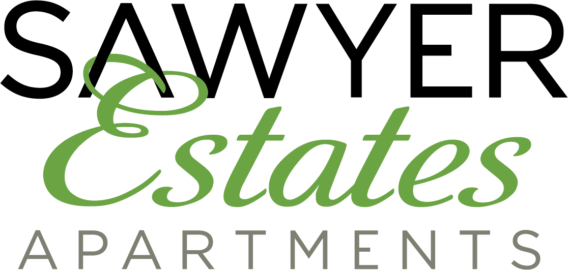 A green and black logo for a company called Estates Apartments.