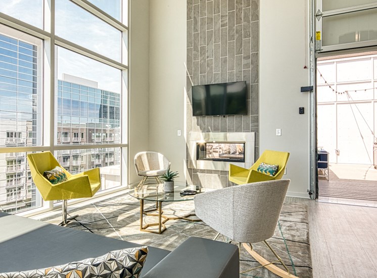 Seating inside the Sky Lounge at Helix Apartments in Chesapeake VA
