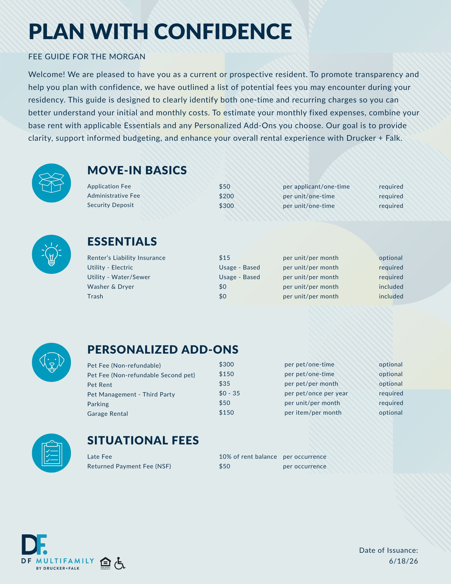 Fee Guide for Pines of York - Please call our leasing office for more details