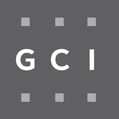 A graphic with the letters G, C, and I in white on a grey background.