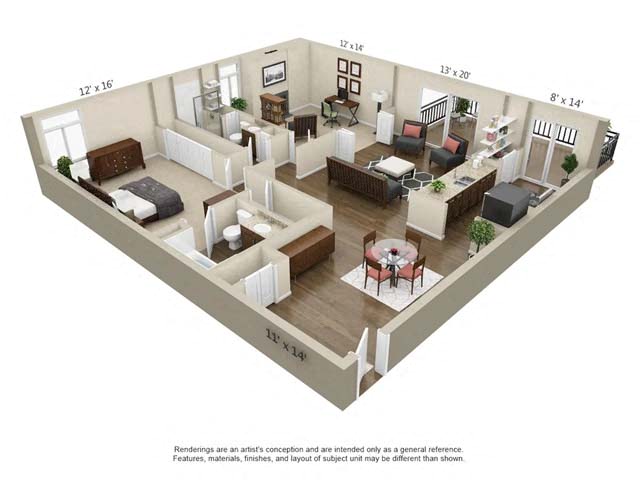 Floor plan layout diagram for A8 Den