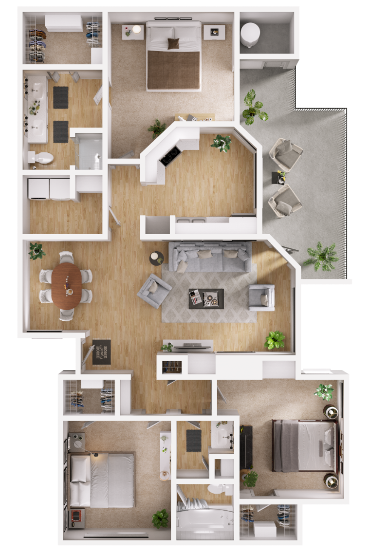 Lantana_ThreeBedroom floor plan