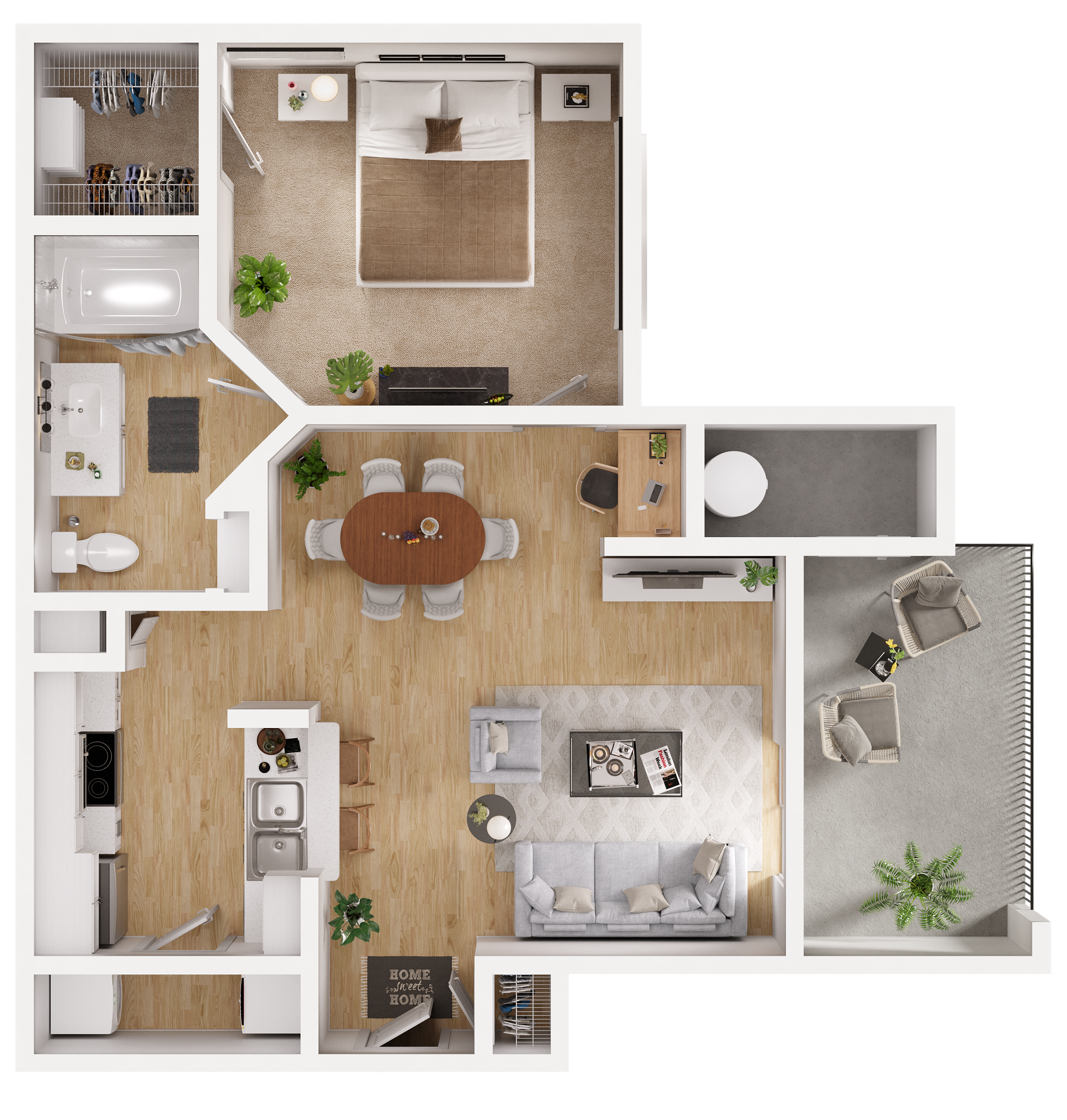 Oak_OneBedroom floor plan