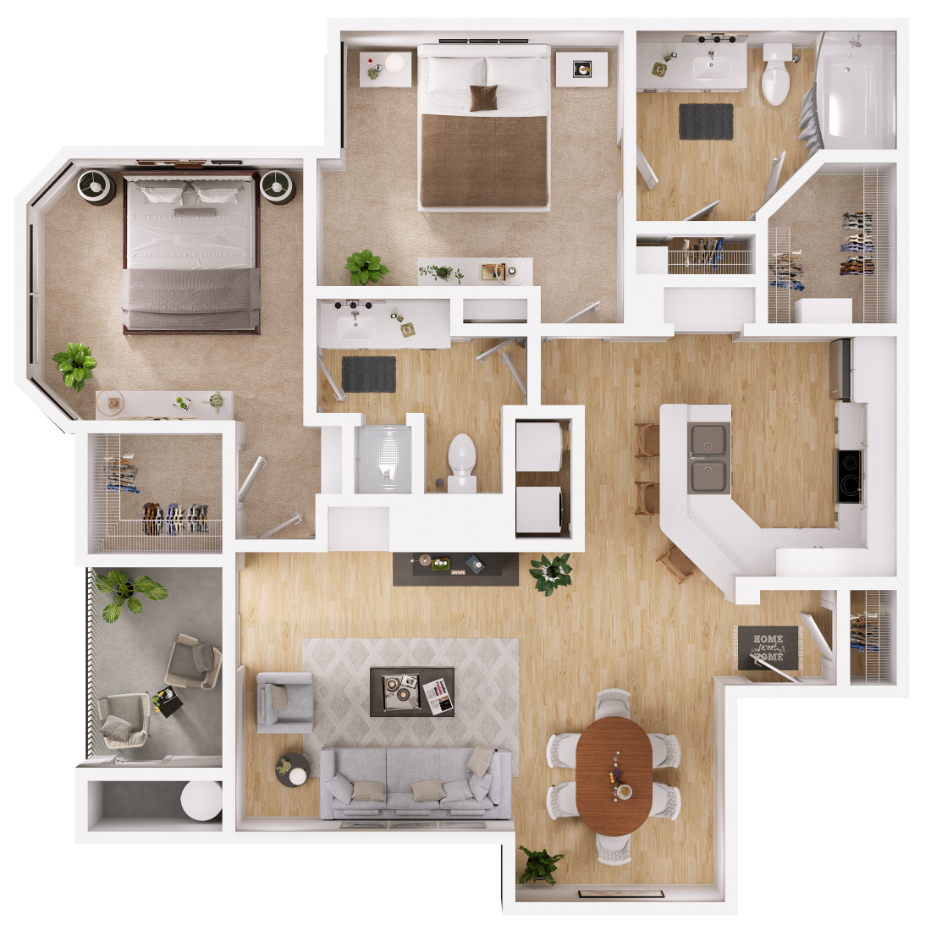 Yucca_TwoBedroom floor plan
