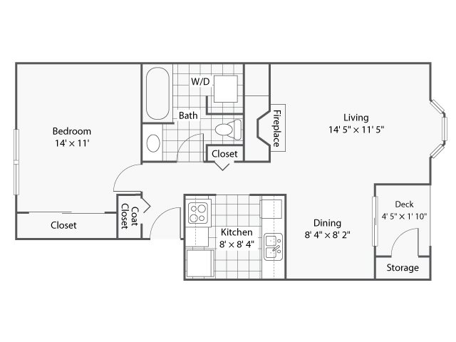 Cambridge 1x1 floor plan