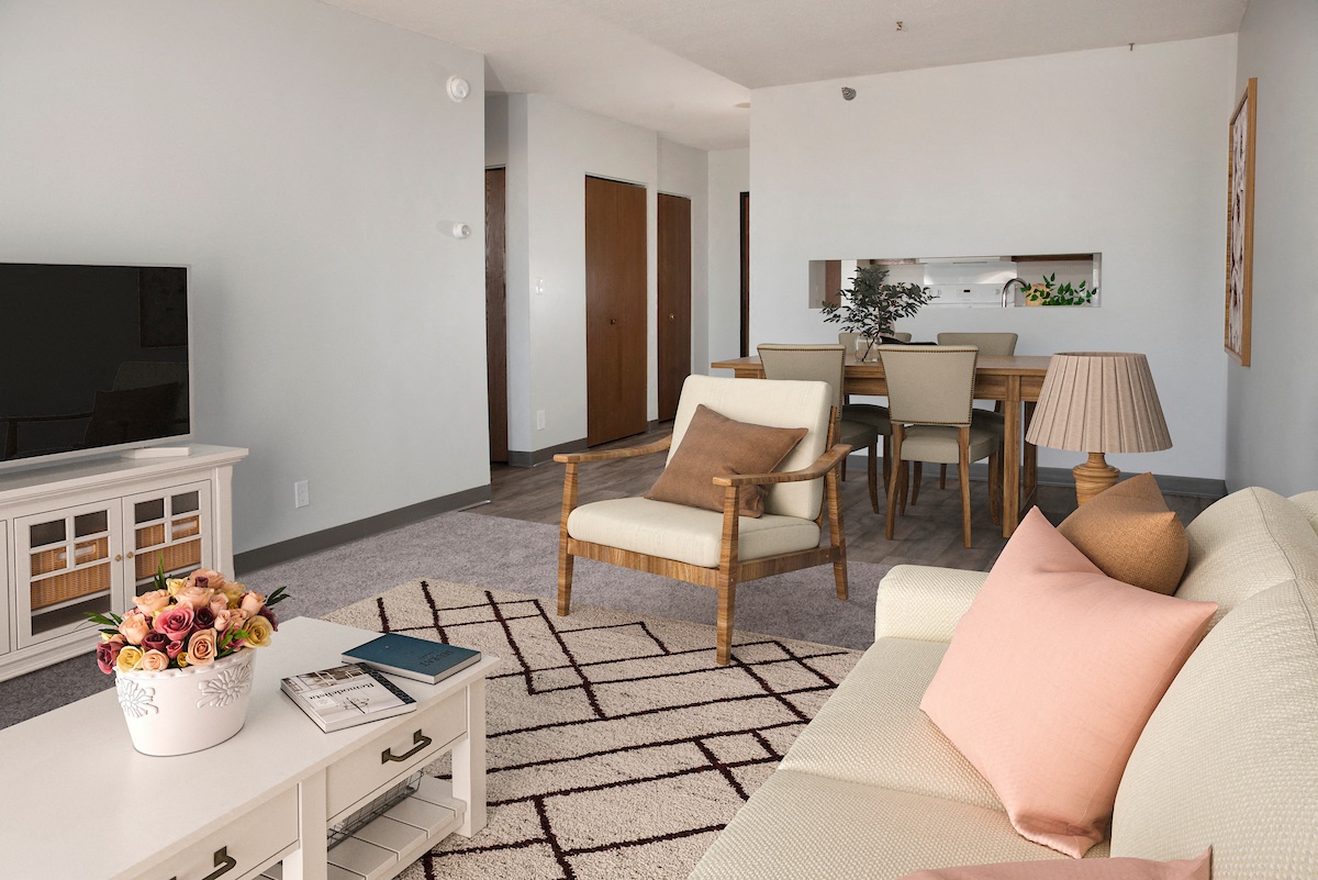 living room and dining room