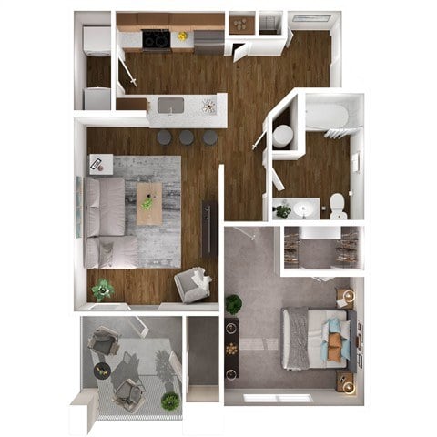 A series of images showing different layouts of a small apartment.