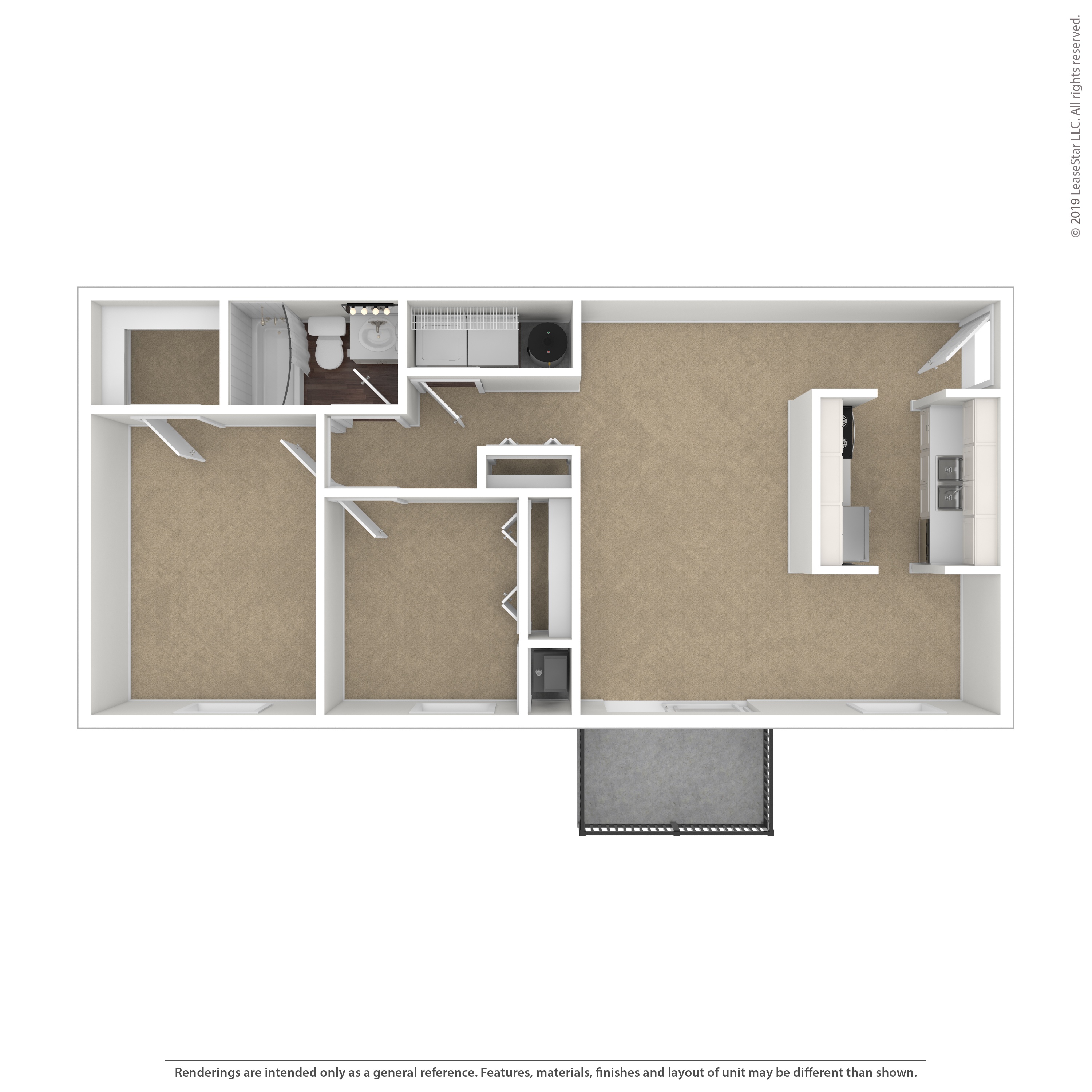 A drawing of a house layout with a kitchen