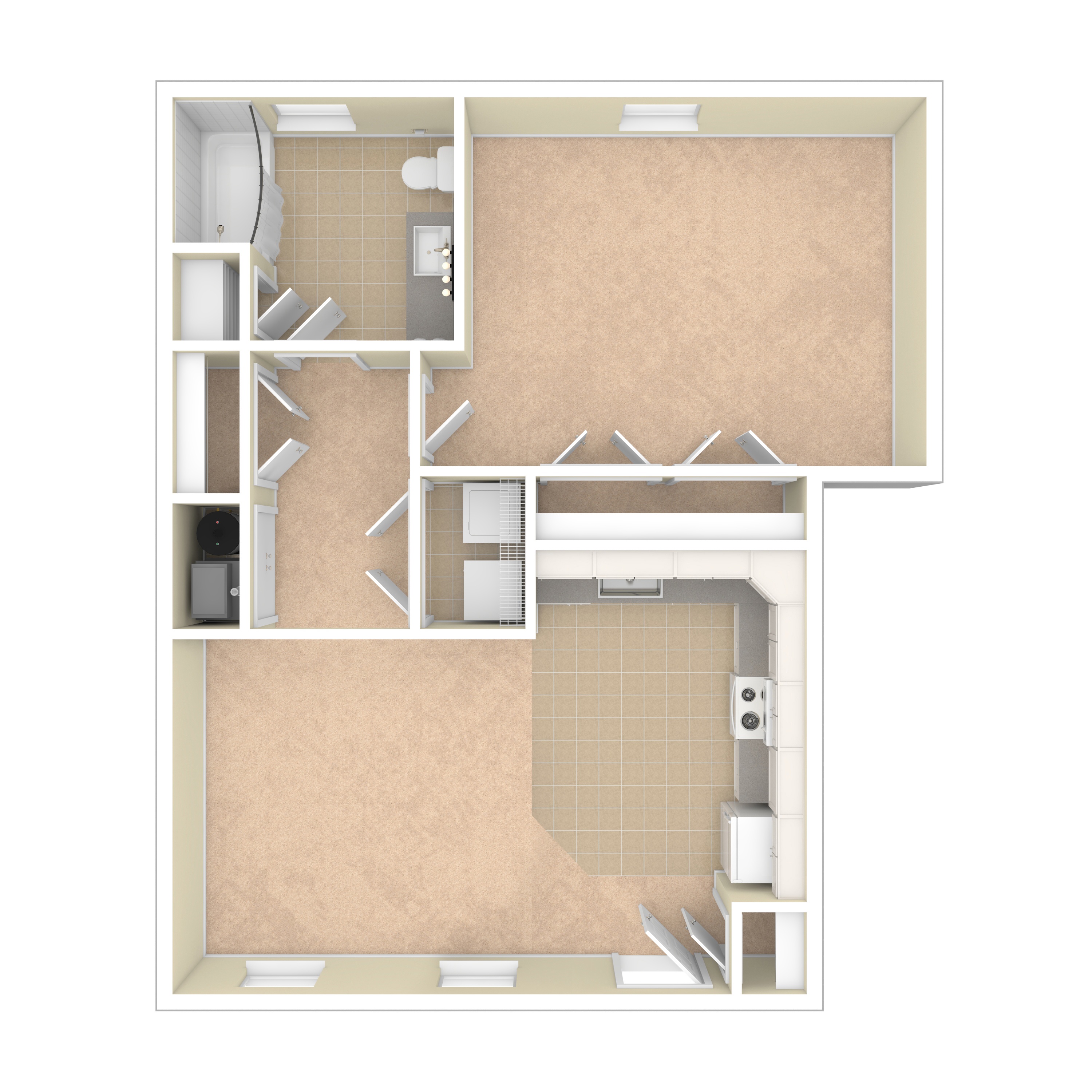 A floor plan of a house with a kitchen