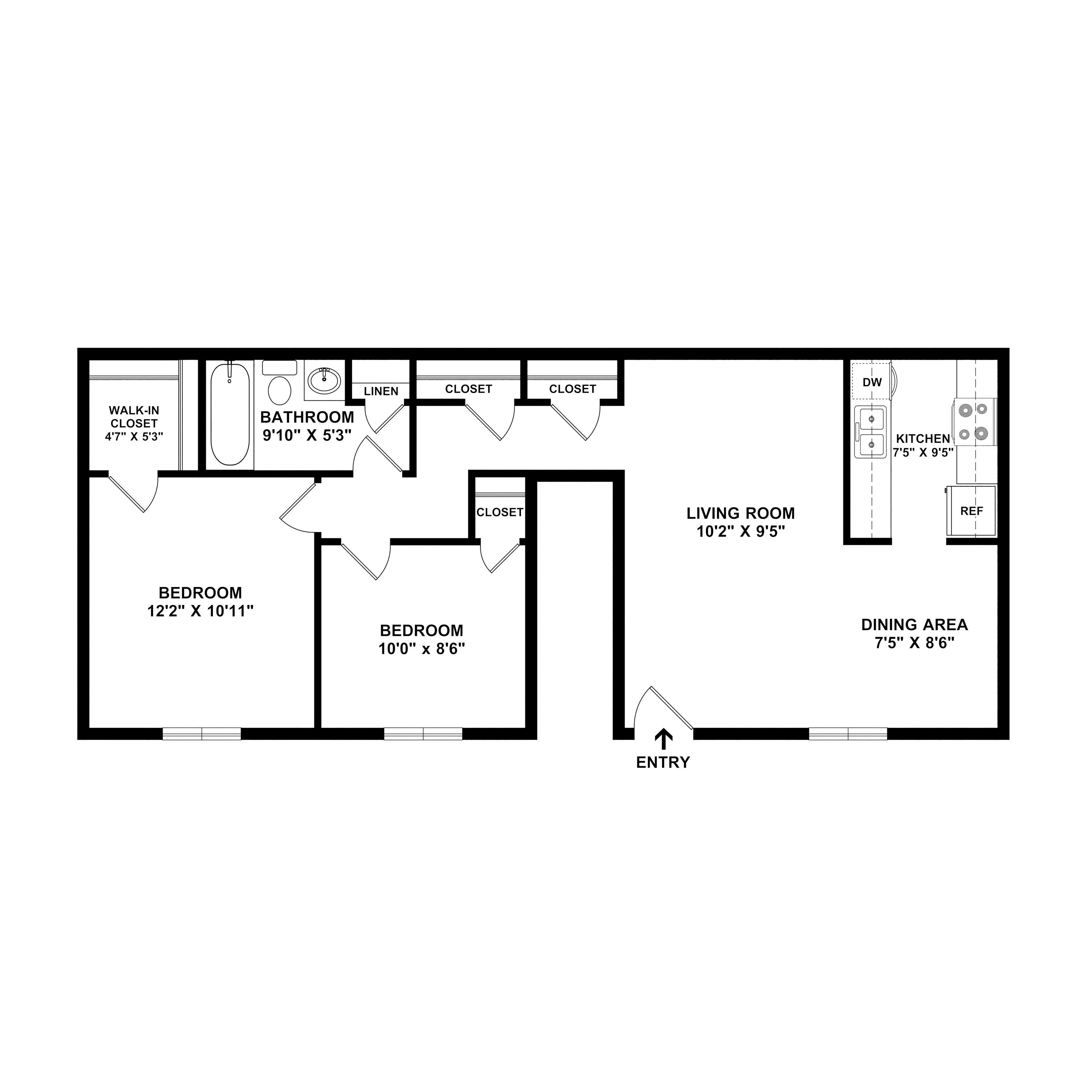 A black and white image of a floor plan for a house.