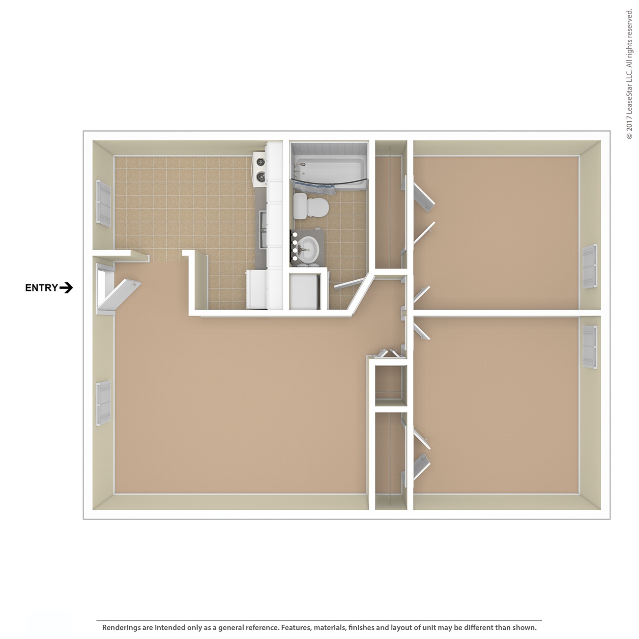A diagram of a room with a toilet, sink, and bathtub.