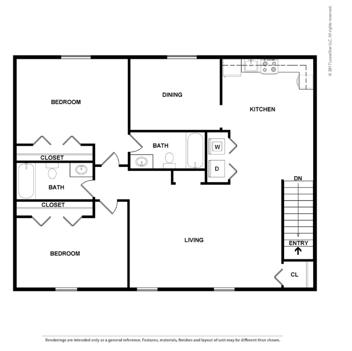 A black and white floor plan of a house with labeled rooms.