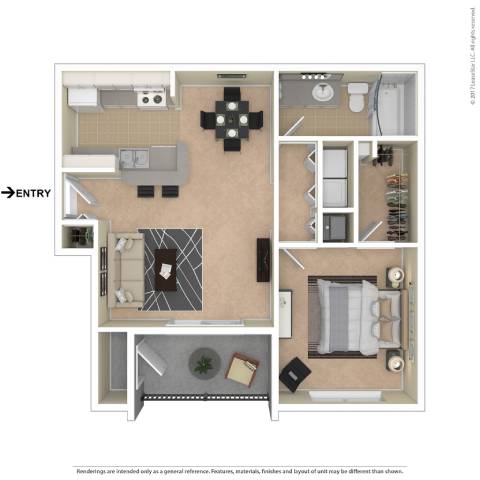 A floor plan of a house with a kitchen