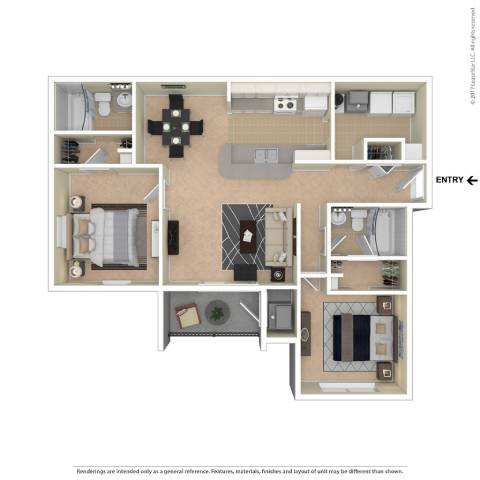 A floor plan of a house with a kitchen