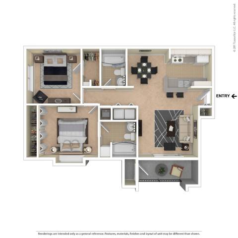 A floor plan of a house with a kitchen