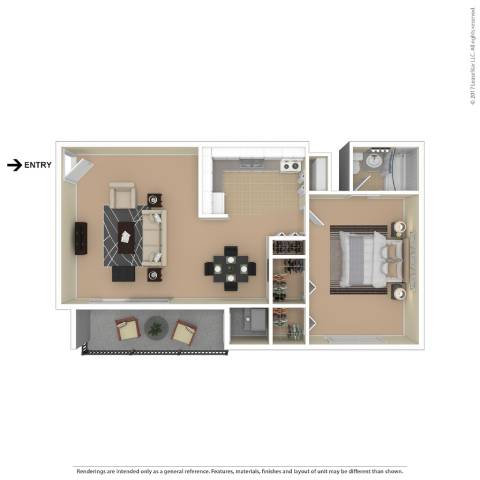 A floor plan of a house with a kitchen