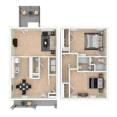 A floor plan of a house with a kitchen