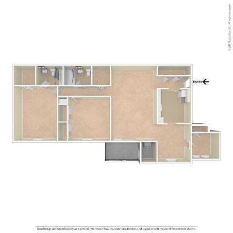 A floor plan of a house with a kitchen