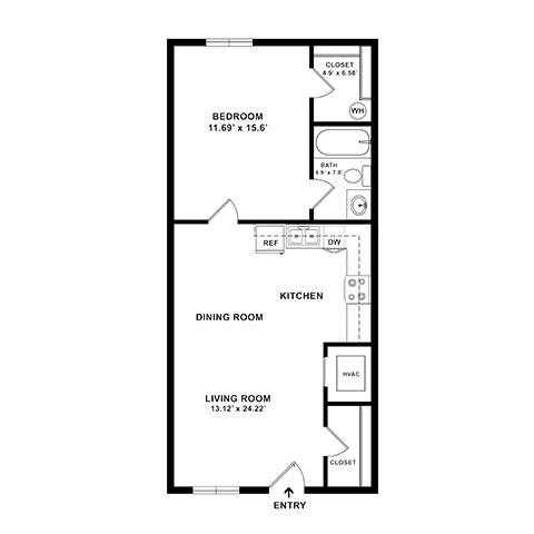 A floor plan of a house with a bedroom