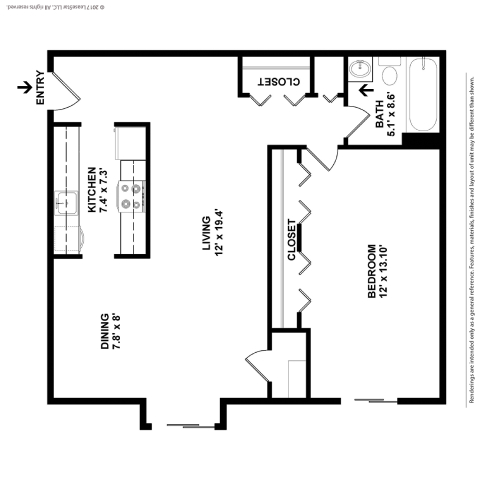 A black and white image of a floor plan for a home.