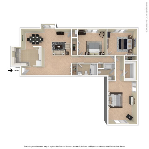 A floor plan of a house with a kitchen