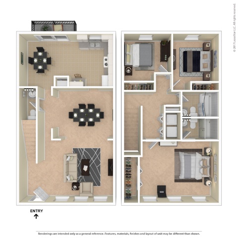 A floor plan of a house with two bedrooms