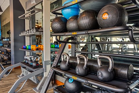 a gym with weights and other exercise equipment
