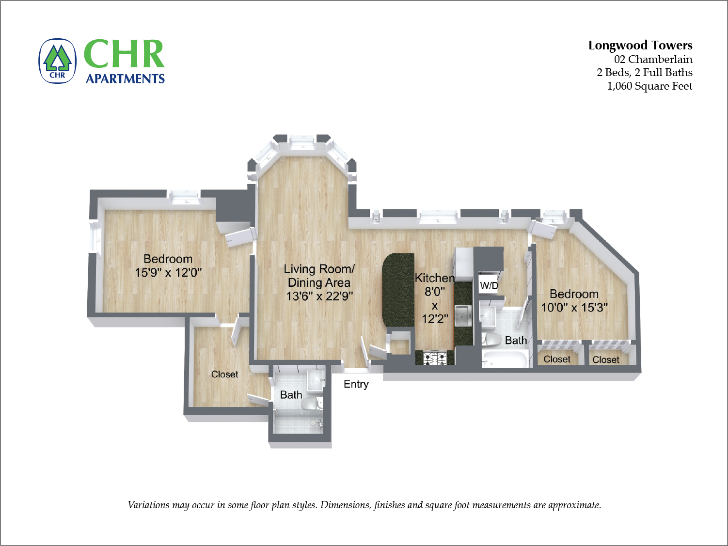 Floor plan Chamberlain - 2 Bed/2 Bath image 1