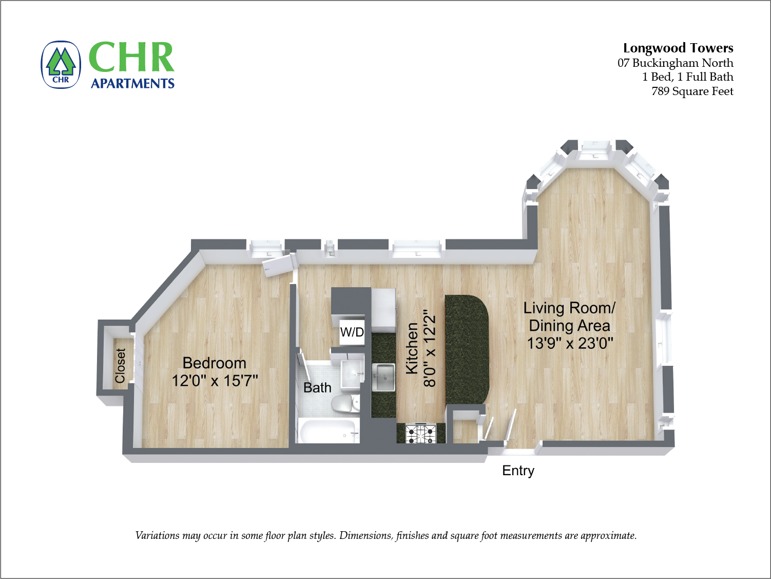 Floor plan Buckingham - 1 Bed/1 Bath image 1